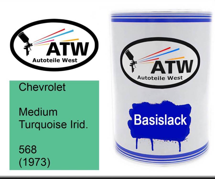 Chevrolet, Medium Turquoise Irid., 568 (1973): 500ml Lackdose, von ATW Autoteile West.